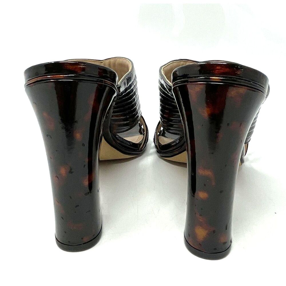 Tory Burch Brida Tortoiseshell Patent Leather Strappy Mule Heels Size 11M - Picture 4 of 10